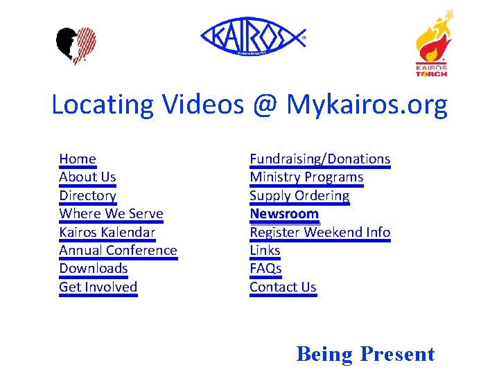 Locating Videos @ Mykairos. org Home About Us Directory Where We Serve Kairos Kalendar