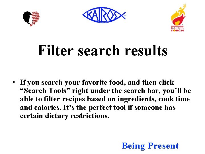 Filter search results • If you search your favorite food, and then click “Search