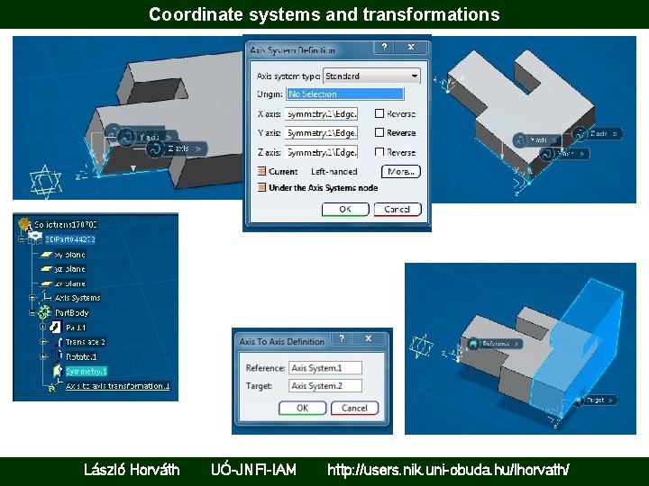Coordinate systems and transformations László Horváth UÓ-JNFI-IAM http: //users. nik. uni-obuda. hu/lhorvath/ 