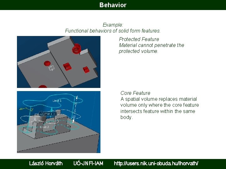 Behavior Example: Functional behaviors of solid form features. Protected Feature Material cannot penetrate the