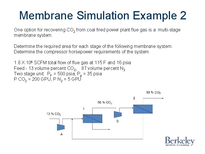 Membrane Simulation Example 2 One option for recovering CO 2 from coal fired power Membrane Simulation Example 2 One option for recovering CO 2 from coal fired power