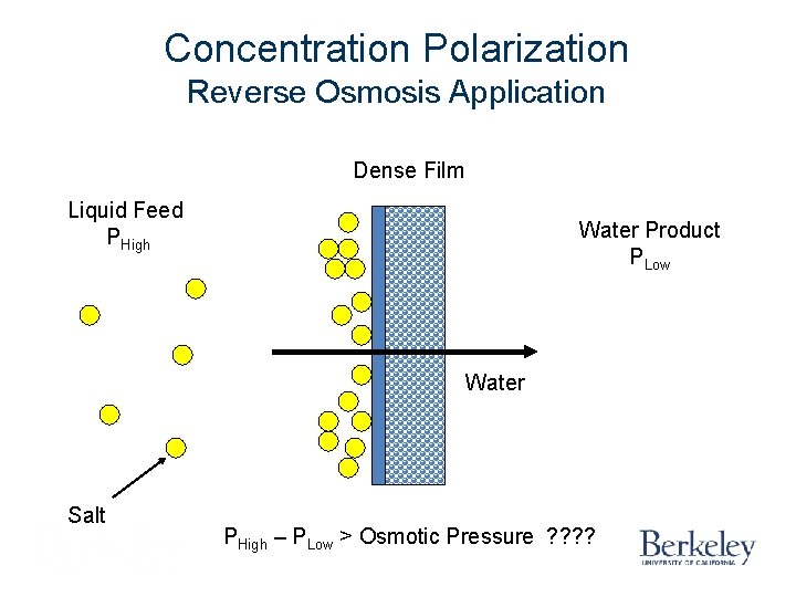 Concentration Polarization Reverse Osmosis Application Dense Film Liquid Feed PHigh Water Product PLow Water Concentration Polarization Reverse Osmosis Application Dense Film Liquid Feed PHigh Water Product PLow Water