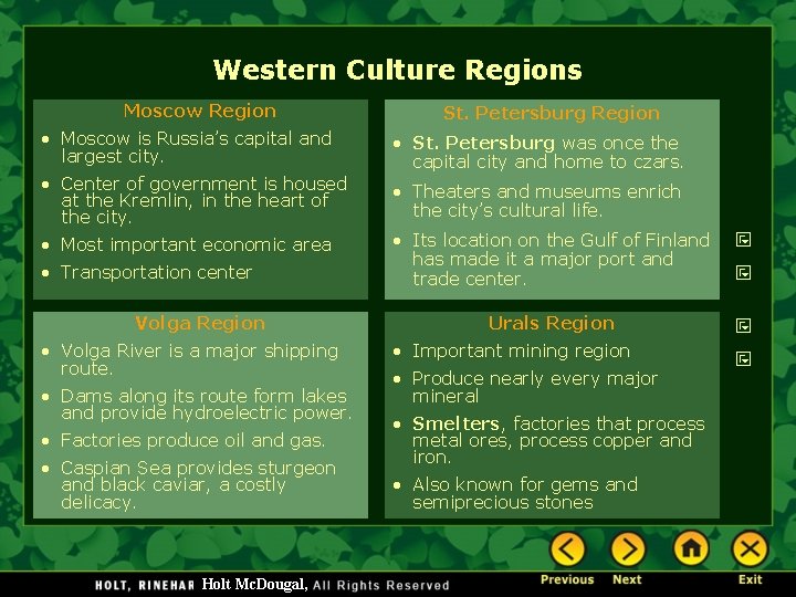 Western Culture Regions Moscow Region • Moscow is Russia’s capital and largest city. •