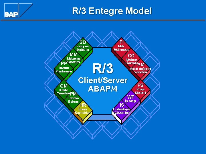 R/3 Entegre Model SD Satış ve Dağıtım FI Mali Muhasebe MM Malzeme Yönetimi PP