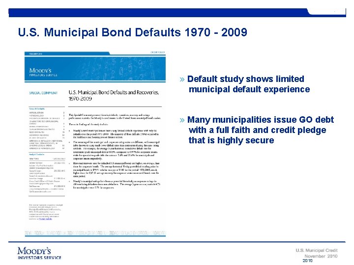 5 U. S. Municipal Bond Defaults 1970 - 2009 » Default study shows limited