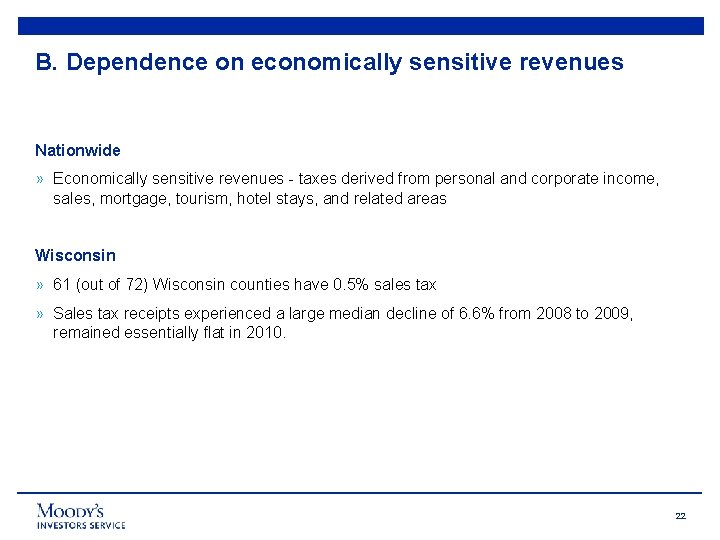 B. Dependence on economically sensitive revenues Nationwide » Economically sensitive revenues - taxes derived