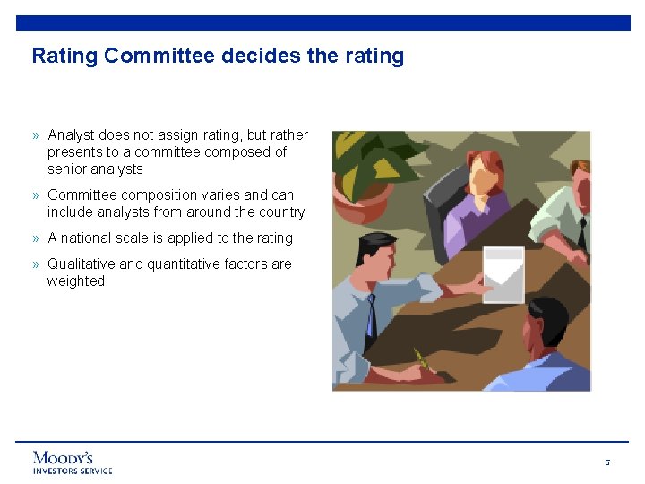 Rating Committee decides the rating » Analyst does not assign rating, but rather presents