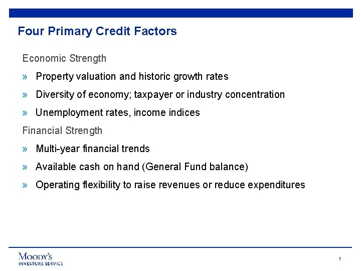 Four Primary Credit Factors Economic Strength » Property valuation and historic growth rates »
