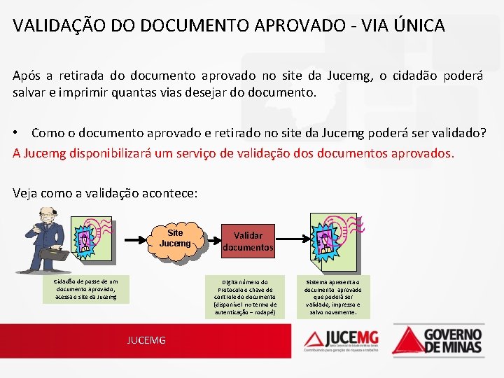 VALIDAÇÃO DO DOCUMENTO APROVADO - VIA ÚNICA Após a retirada do documento aprovado no