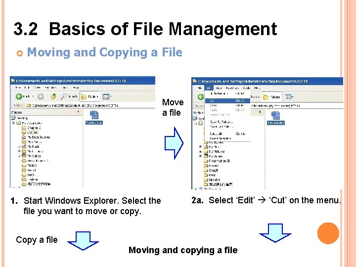 3. 2 Basics of File Management Moving and Copying a File Move a file 3. 2 Basics of File Management Moving and Copying a File Move a file