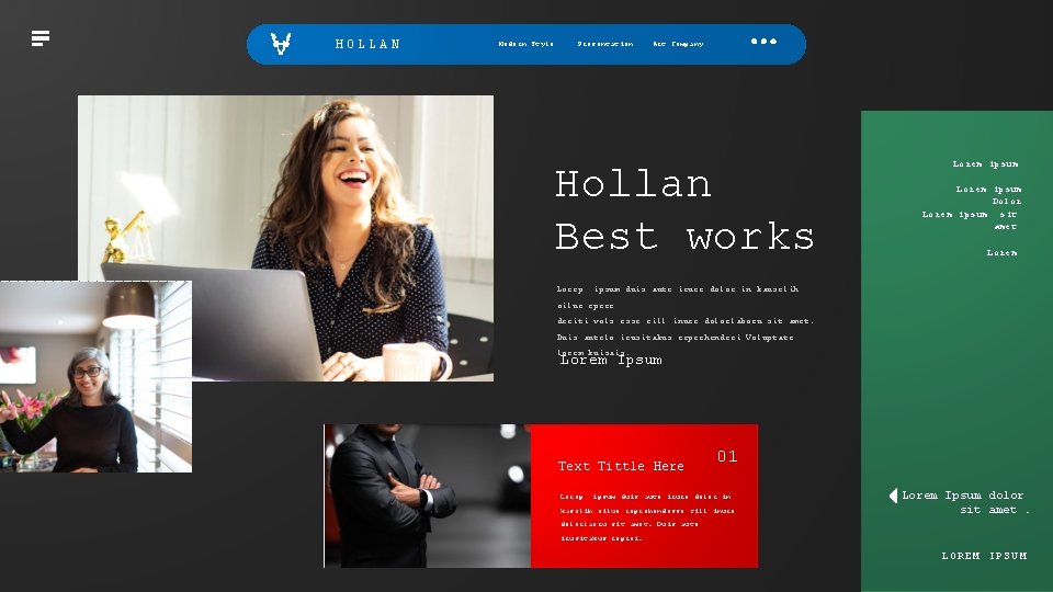 HOLLAN Modern Style Presentation Art Company Hollan Best works Lorep Lorem ipsum Dolor Lorem