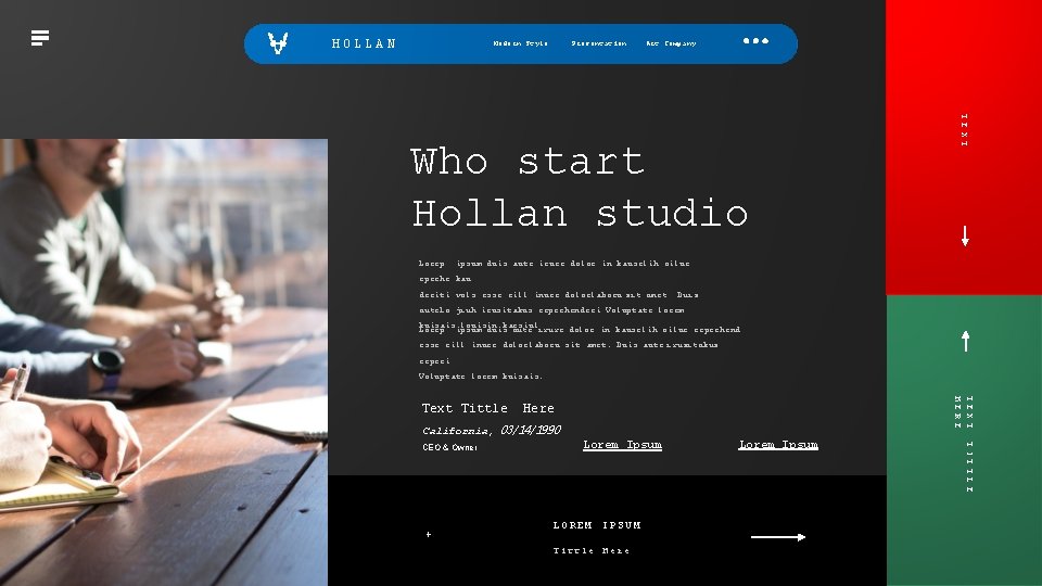 HOLLAN Modern Style Presentation Art Company Lorep TEXT Who start Hollan studio ipsum duis