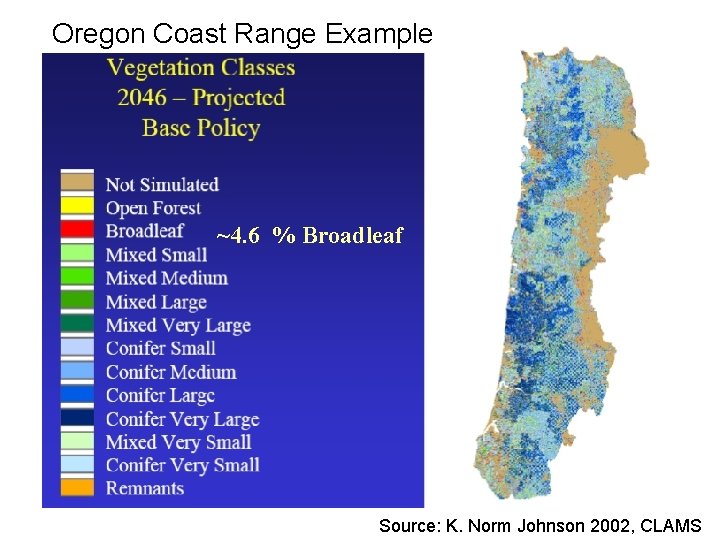 Oregon Coast Range Example ~4. 6 % Broadleaf Source: K. Norm Johnson 2002, CLAMS