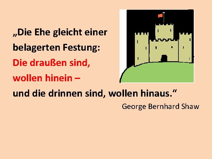 „Die Ehe gleicht einer belagerten Festung: Die draußen sind, wollen hinein – und die