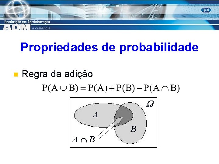 Propriedades de probabilidade n Regra da adição A B 25 