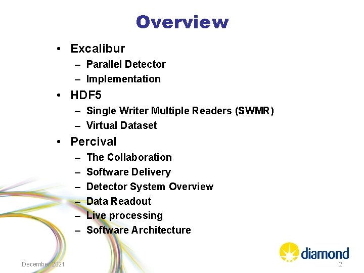 Overview • Excalibur – Parallel Detector – Implementation • HDF 5 – Single Writer