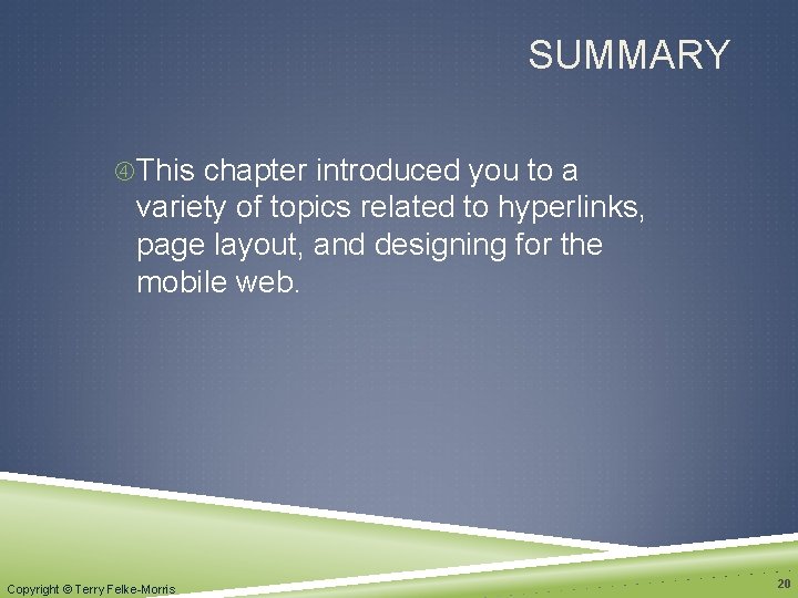 SUMMARY This chapter introduced you to a variety of topics related to hyperlinks, page