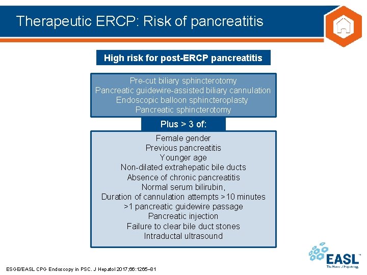 Therapeutic ERCP: Risk of pancreatitis High risk for post-ERCP pancreatitis Pre-cut biliary sphincterotomy Pancreatic