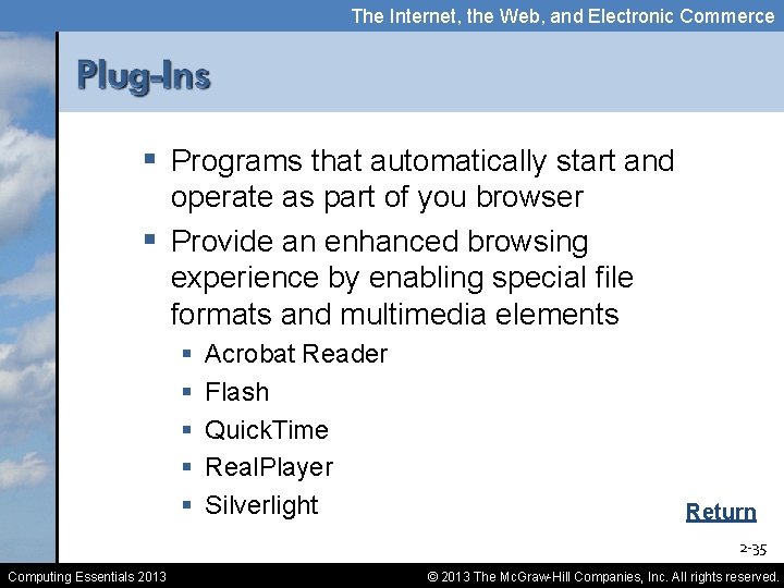The Internet, the Web, and Electronic Commerce § Programs that automatically start and operate