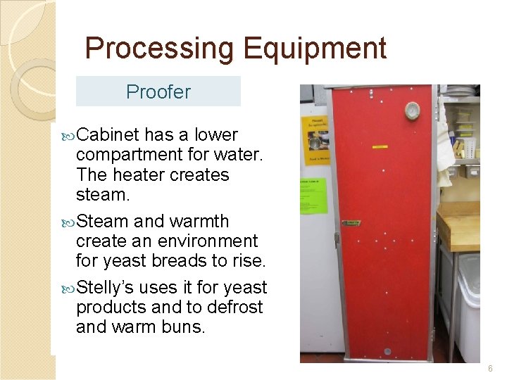 Processing Equipment Proofer Cabinet has a lower compartment for water. The heater creates steam.