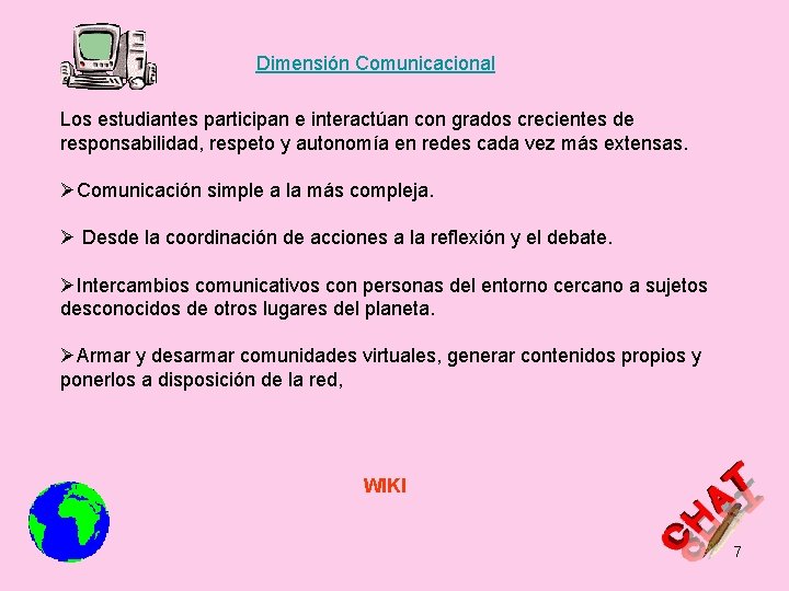 Dimensión Comunicacional Los estudiantes participan e interactúan con grados crecientes de responsabilidad, respeto y