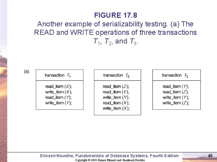 FIGURE 17. 8 Another example of serializability testing. (a) The READ and WRITE operations