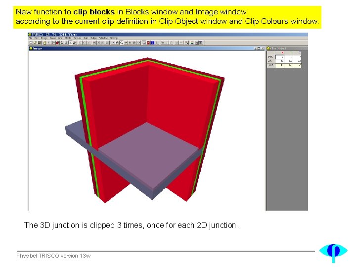 The 3 D junction is clipped 3 times, once for each 2 D junction.