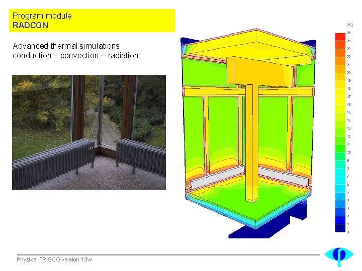 Program module RADCON Advanced thermal simulations conduction – convection – radiation Physibel TRISCO version