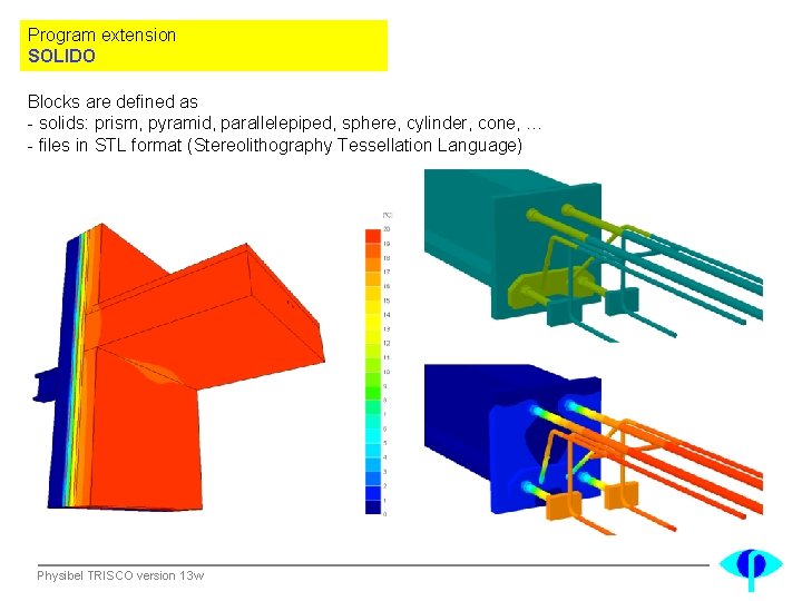 Program extension SOLIDO Blocks are defined as - solids: prism, pyramid, parallelepiped, sphere, cylinder,