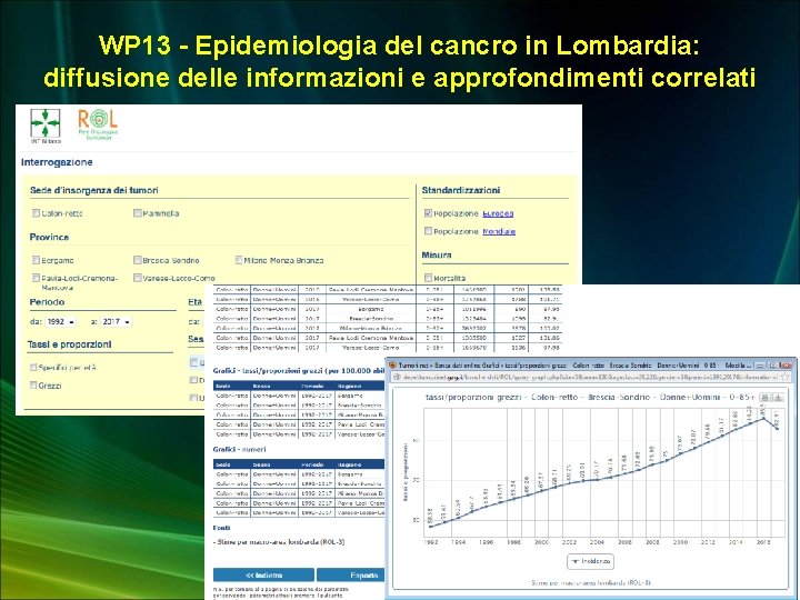 WP 13 - Epidemiologia del cancro in Lombardia: diffusione delle informazioni e approfondimenti correlati