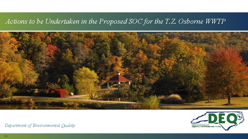 Actions to be Undertaken in the Proposed SOC for the T. Z. Osborne WWTP