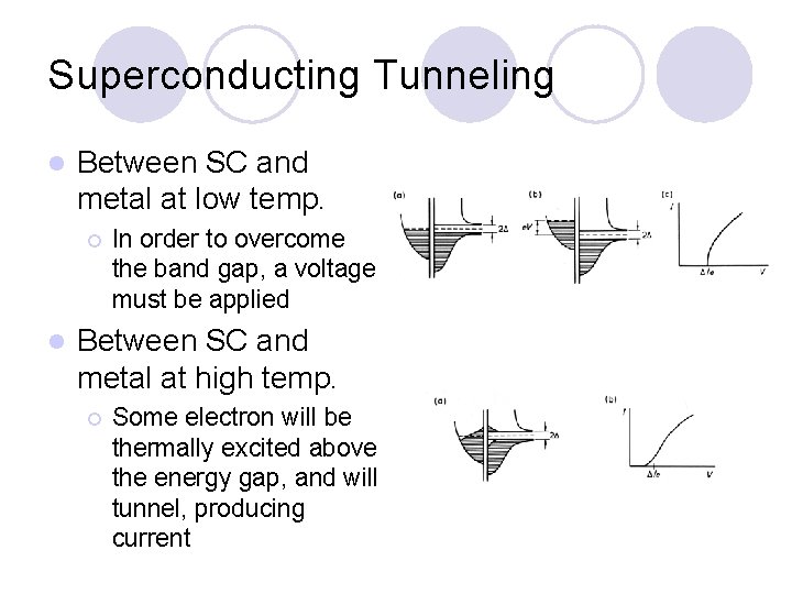 Superconducting Tunneling l Between SC and metal at low temp. ¡ l In order