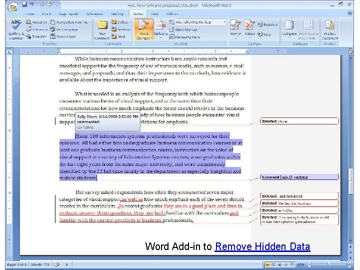 Word Add-in to Remove Hidden Data 