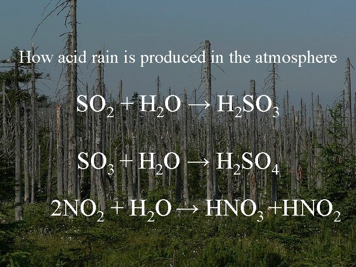 How acid rain is produced in the atmosphere SO 2 + H 2 O