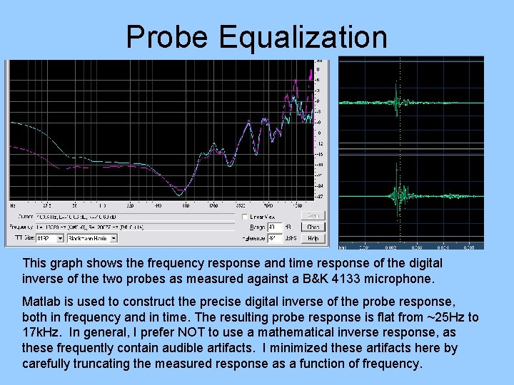 Probe Equalization This graph shows the frequency response and time response of the digital