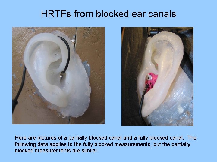 HRTFs from blocked ear canals Here are pictures of a partially blocked canal and