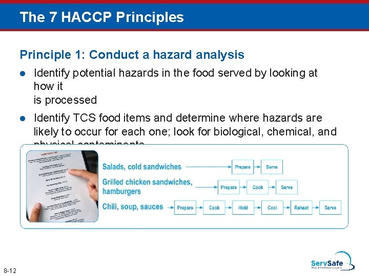 The 7 HACCP Principles Principle 1: Conduct a hazard analysis 8 -12 l Identify