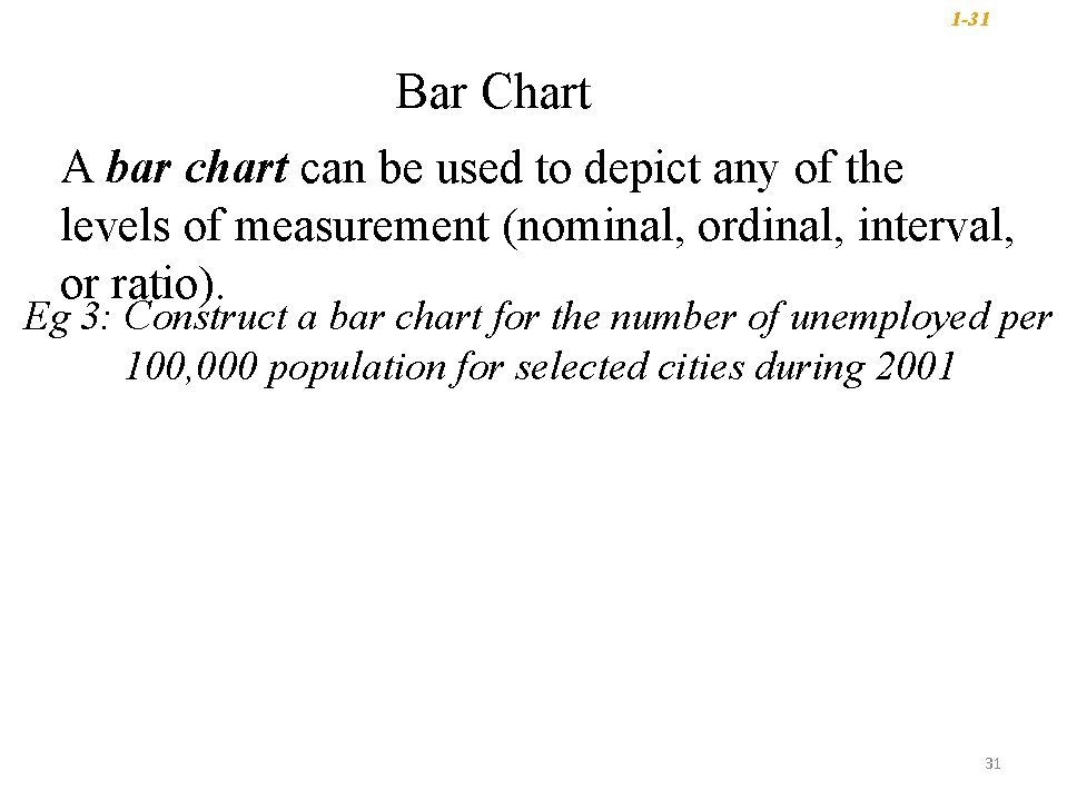 1 -31 Bar Chart A bar chart can be used to depict any of 1 -31 Bar Chart A bar chart can be used to depict any of