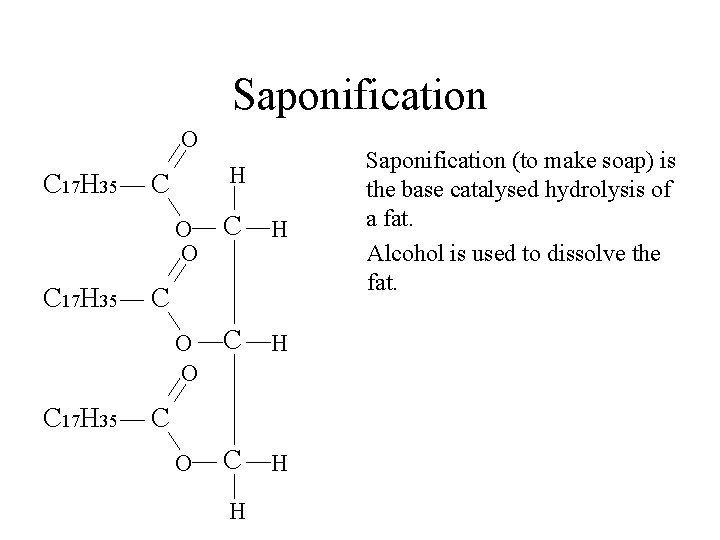 Saponification O C 17 H 35 H C O O C H C C