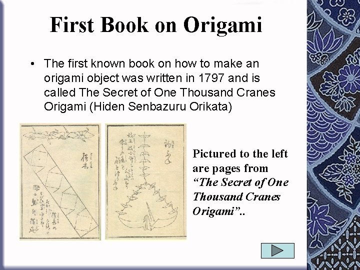 First Book on Origami • The first known book on how to make an