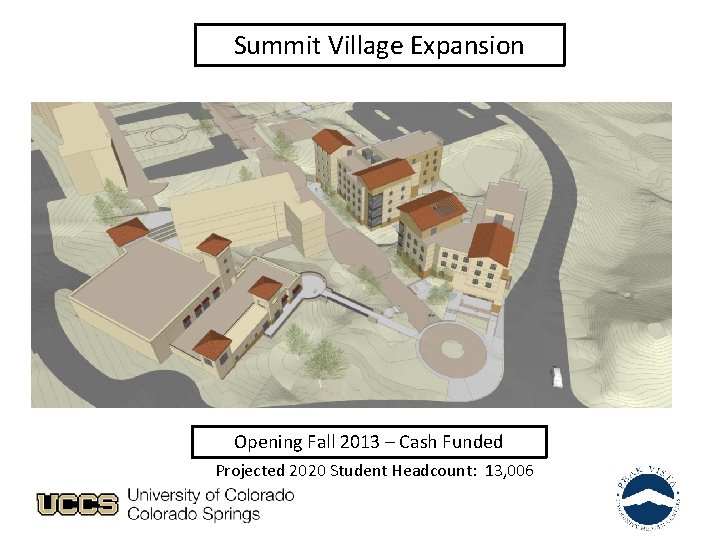 Summit Village Expansion Opening Fall 2013 – Cash Funded Projected 2020 Student Headcount: 13,