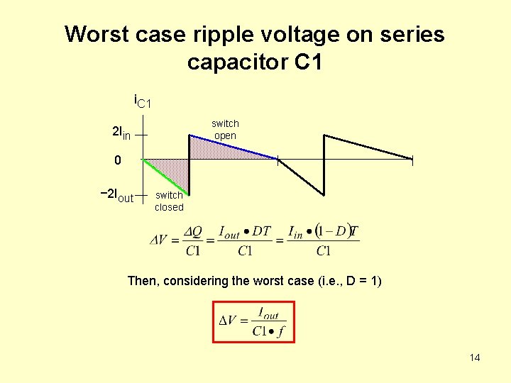 Worst case ripple voltage on series capacitor C 1 i. C 1 switch open
