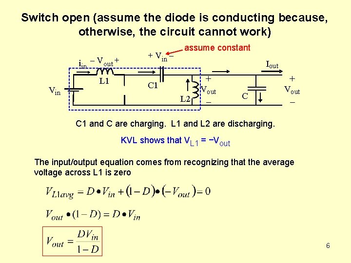 Switch open (assume the diode is conducting because, otherwise, the circuit cannot work) iin