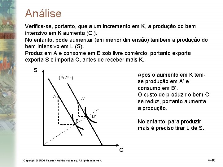 Análise Verifica-se, portanto, que a um incremento em K, a produção do bem intensivo