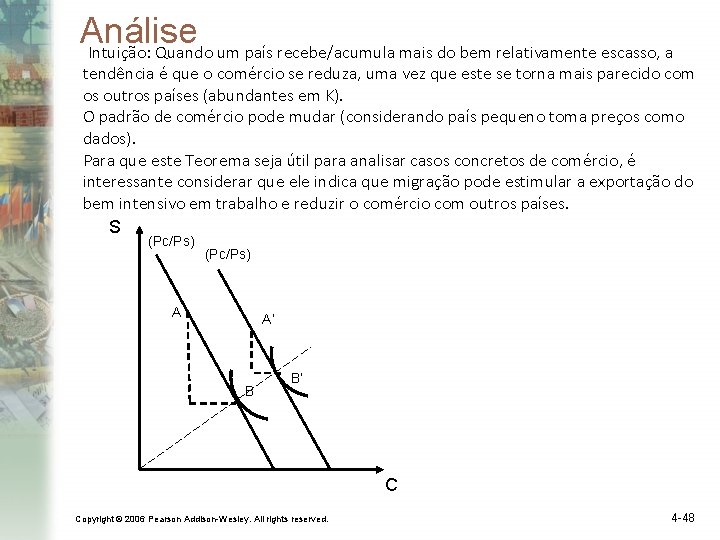 Análise Intuição: Quando um país recebe/acumula mais do bem relativamente escasso, a tendência é