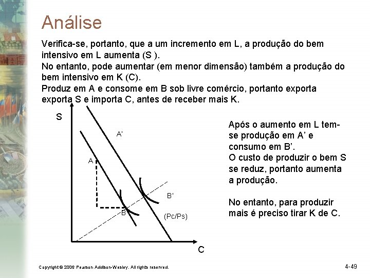 Análise Verifica-se, portanto, que a um incremento em L, a produção do bem intensivo