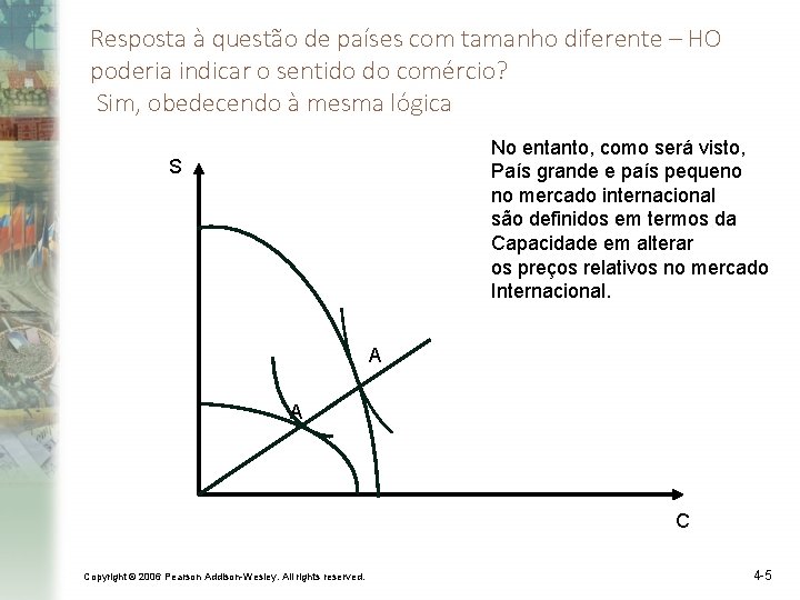 Resposta à questão de países com tamanho diferente – HO poderia indicar o sentido