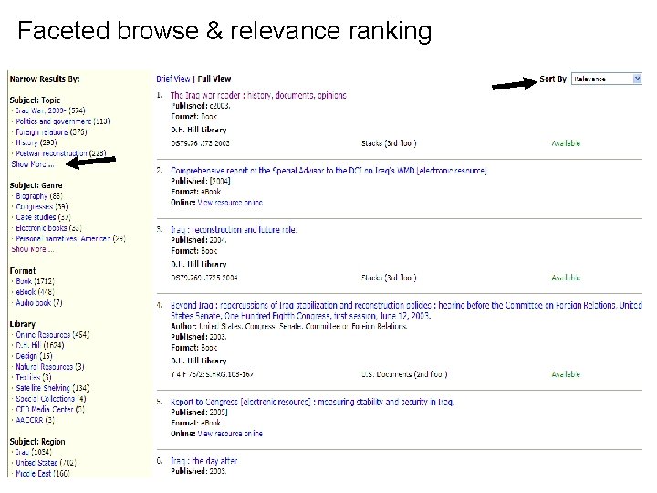 Faceted browse & relevance ranking 