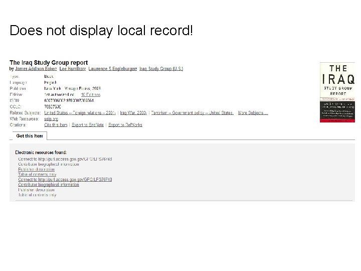 Does not display local record! 