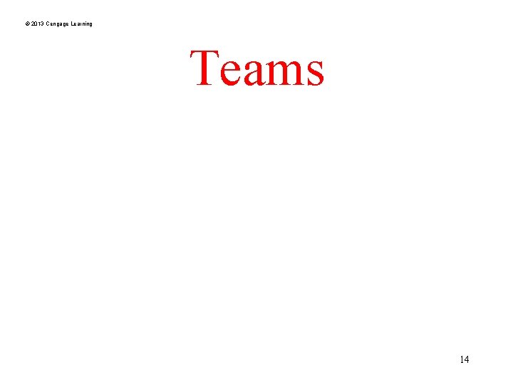 © 2013 Cengage Learning Teams 14 